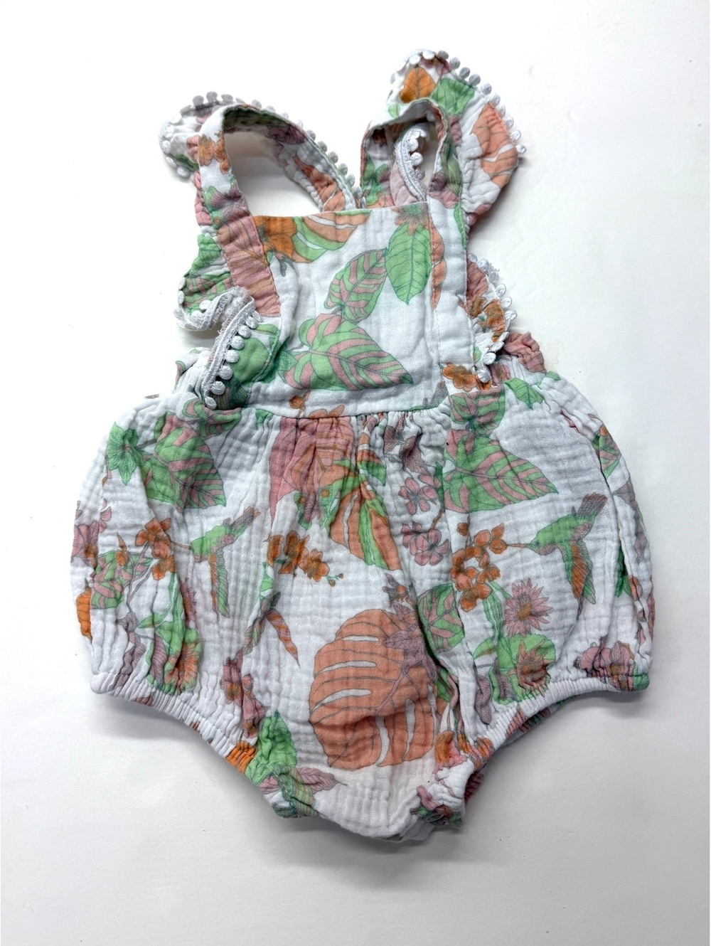 Dymples Baby Floral Gauze Cotton Bubble Romper 12 Months